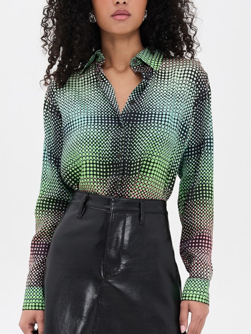 ✨ NWT BruceGlen Seaglass Dot Gradient Button Up Blouse - Size Small ✨